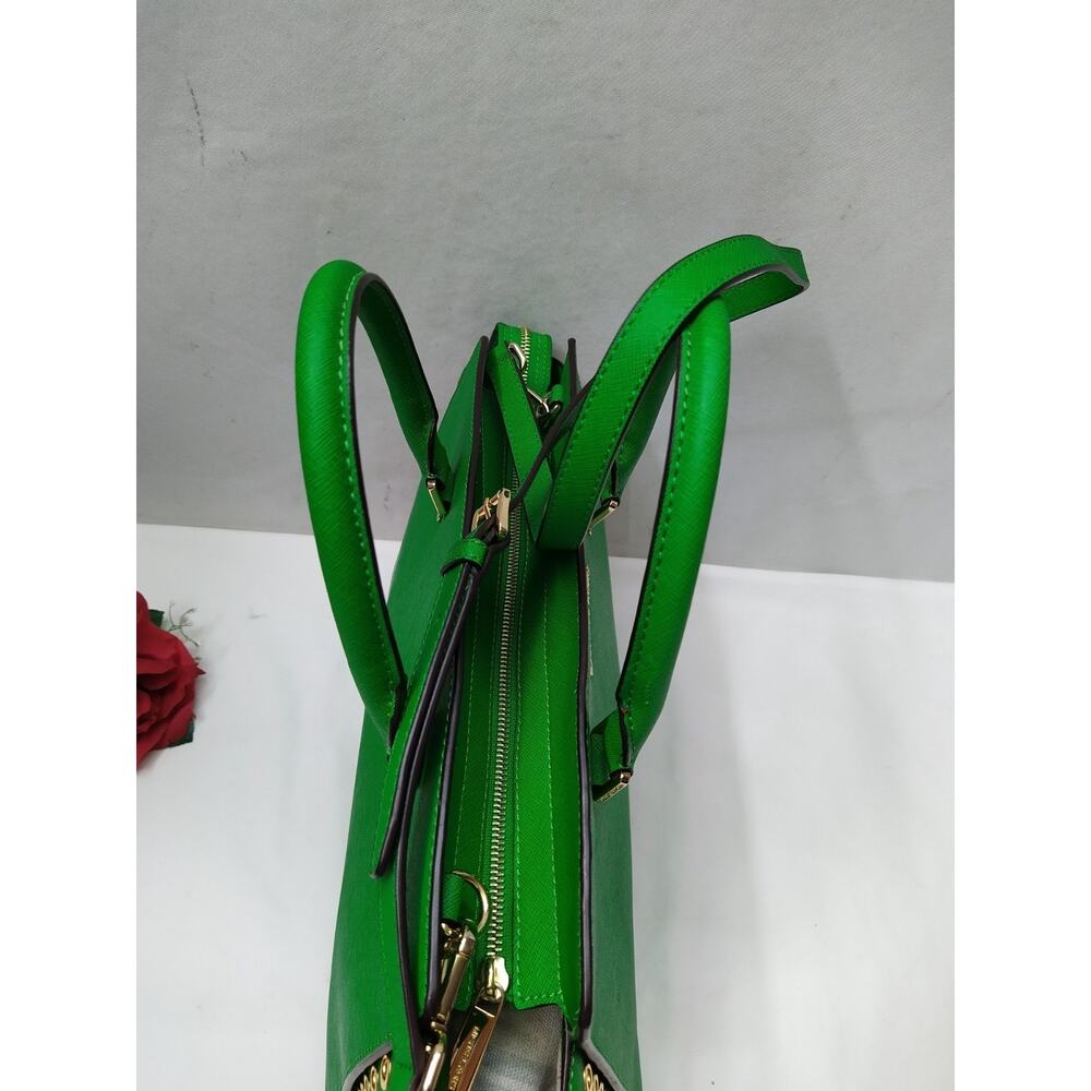 Michael Kors Green Leather Grommets Double Handles Satchel Bag - Picture 7 of 16